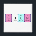Imã Imagem do nome da mesa periódica do Shun<br><div class="desc">Shun se soletrou como S H U N (Hidrogênio Azoto) em um imã para o cientista em você. Não consegues encontrar o que queres?</div>