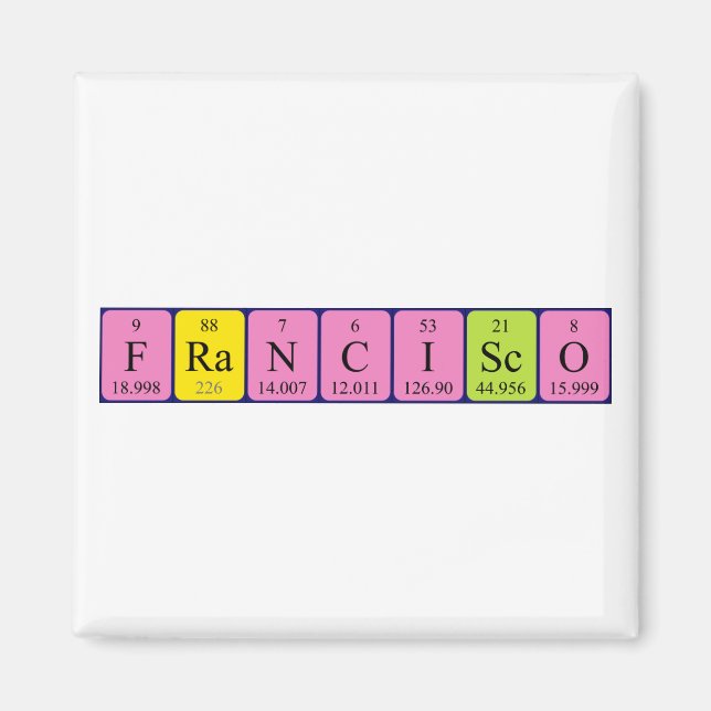 Imã Imagem do nome da mesa periódica Francisco (Frente)