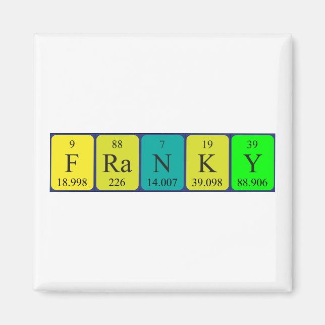 Imã Imagem do nome da mesa periódica Franky (Frente)