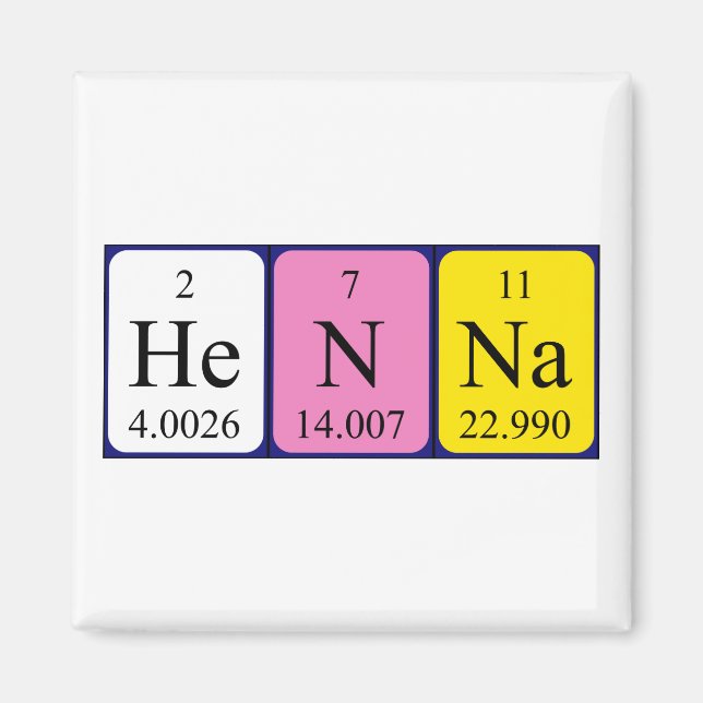 Imã Imagem do nome da mesa periódica Henna (Frente)