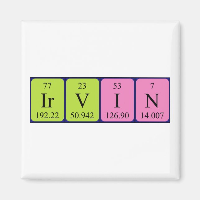 Imã Imagem do nome da mesa periódica Irvin (Frente)