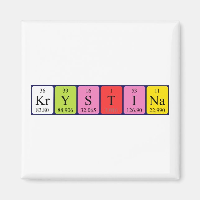 Imã Imagem do nome da mesa periódica Krystina (Frente)