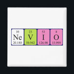 Imã Imagem do nome da mesa periódica Nevio<br><div class="desc">Nevio se destacou como Ne V I O (Neon Vanadium Iodine Oxygen) em um ímã para o cientista em você. Não consegues encontrar o que queres?</div>