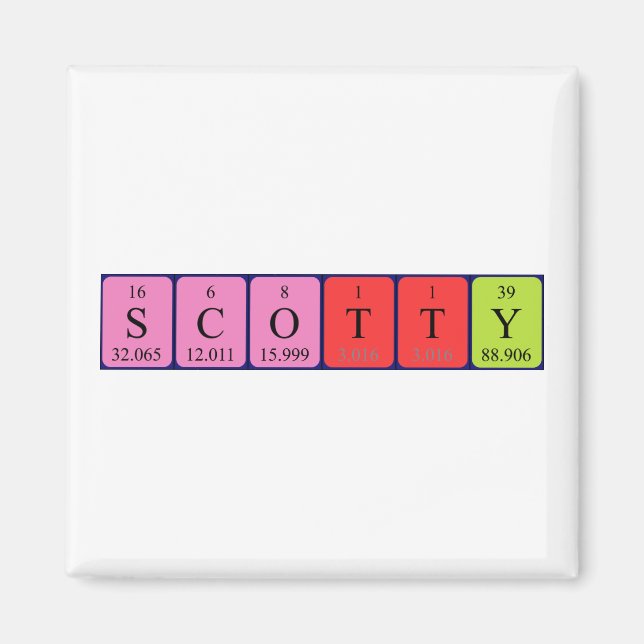 Imã Imagem do nome periódico da mesa Scotty (Frente)