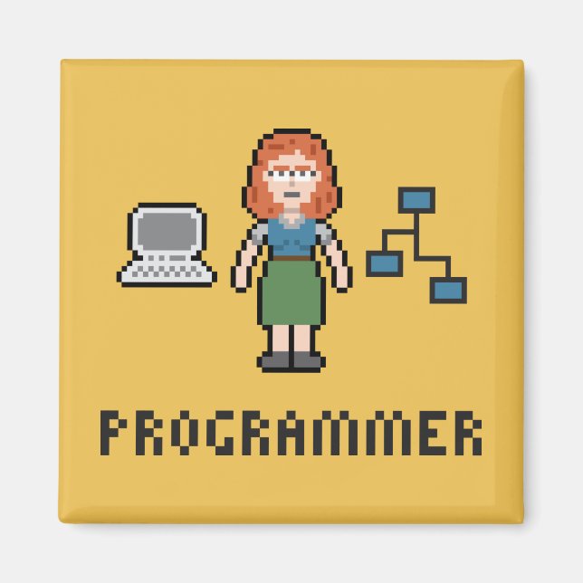 Imã Imagem do Programador Feminino Pixel (Frente)