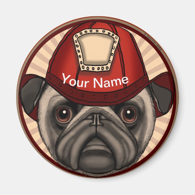 Imã Imagem do Pug Firefighter (Frente)