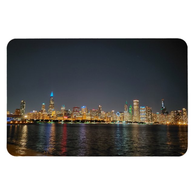 Ímã Imagem do Skyline da Chicago Night (Horizontal)