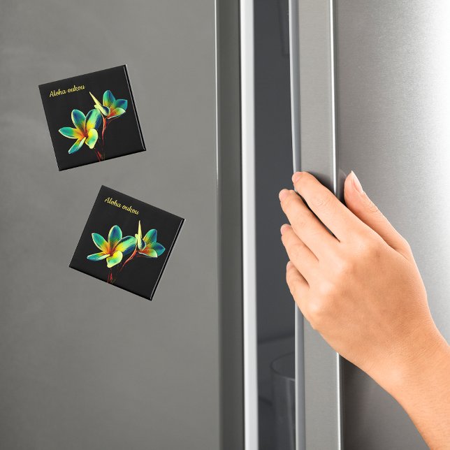 Imã Imagem do Tema de Aquarela Plumeria Estonteante (Criador carregado)