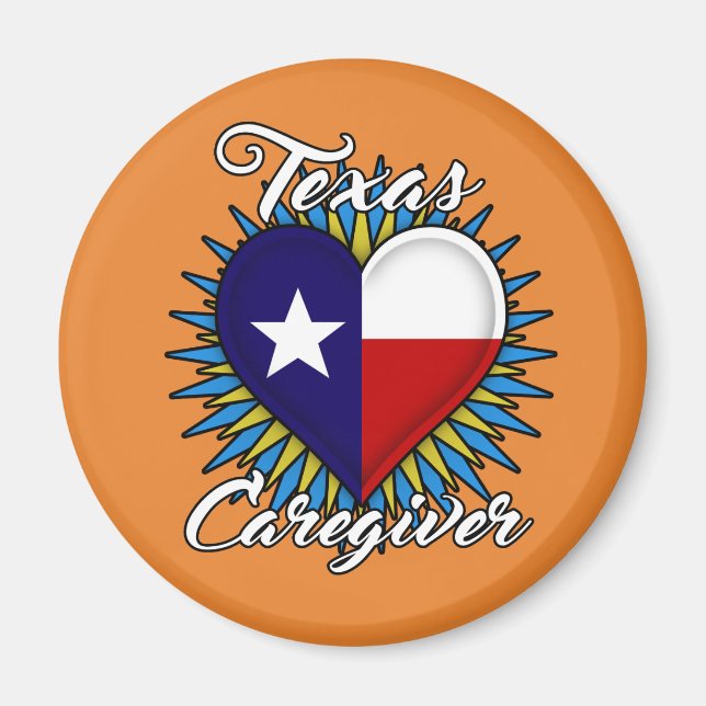 Imã Imagem do Texas Caregiver (fundo laranja) (Frente)