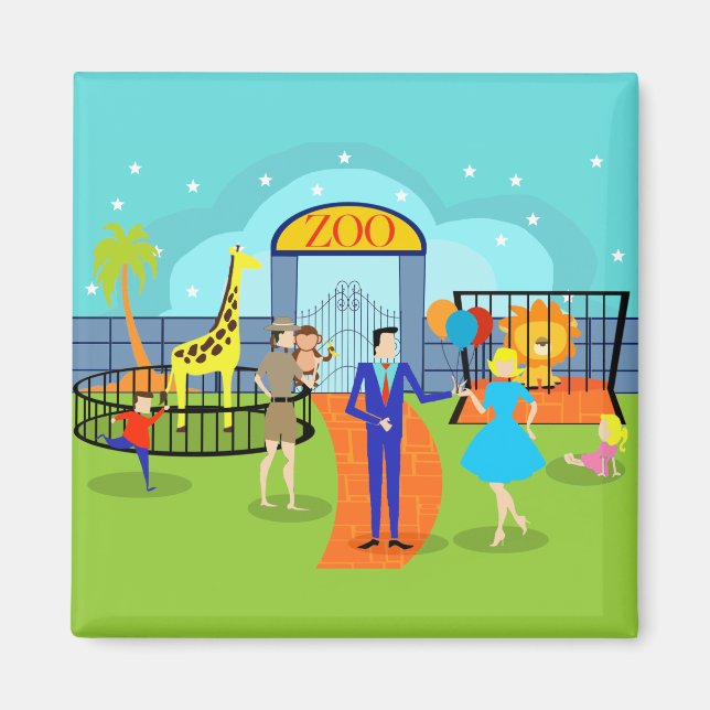 Imã Imagem do Zoo Vintage (Frente)