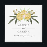 Imã Imagem Dourada de Rosa e Folhas Botânicas<br><div class="desc">Simples,  mas elegante,  donativo de casamento floral acentuado com rosas de ouro e folhas botânicas de cor d'água. Personalize com seus próprios detalhes de casamento.</div>