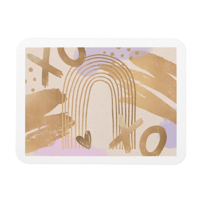 Ímã Imagem Dourada do Arco-Íris XOXO (Horizontal)