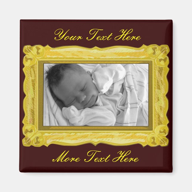 Imã Imagem Dourada Elegante (Frente)