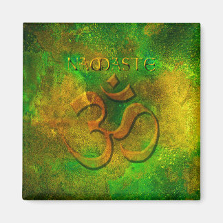 Imã Imagem Dourada Verde de Namaste