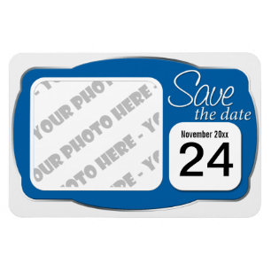 Ímã Imagem e data azul "Salvar a data" Magnet 4x6