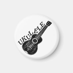 Imã Imagem e Texto Preto e Branco do Ukulele
