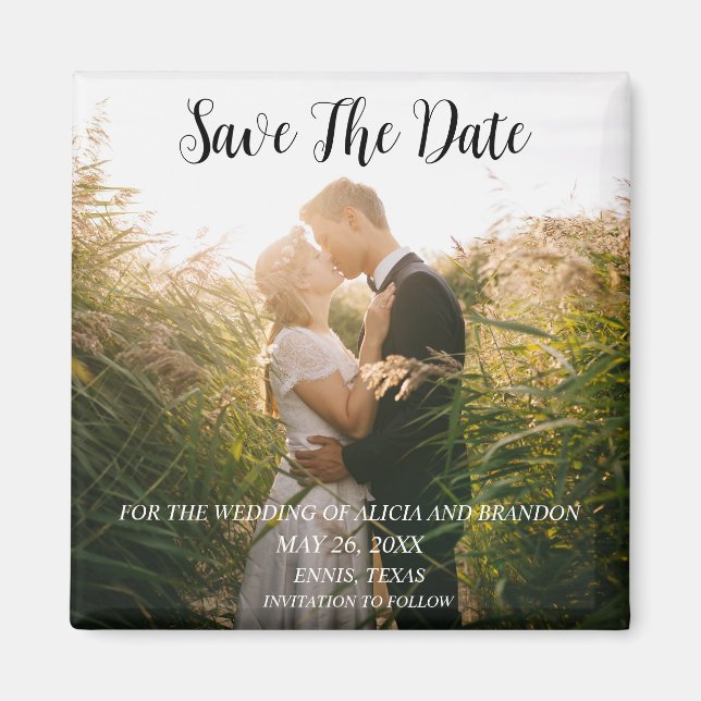 Imã Imagem Elegante Simples Casamento de Foto Moderno (Frente)