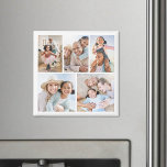 Imã Imagem Elegante Simples Colagem de Fotos<br><div class="desc">Magnet Quadrado Personalizado De 5 Fotografias. Este simples ímã quadrado apresenta espaço para cinco fotos favoritas, fazer-o de uma forma doce e pessoal para destacar memórias especiais. Use-o para exibir fotos de um casal para um presente de casamento ou um favor de chá de panela, uma imagem significativa para um...</div>
