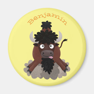 Imã Imagem engraçada de desenho animado de bisonte de
