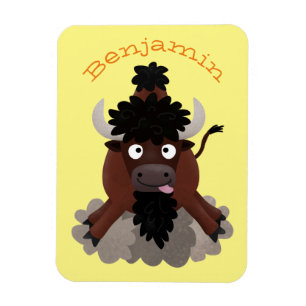 Ímã Imagem engraçada de desenho animado de bisonte de