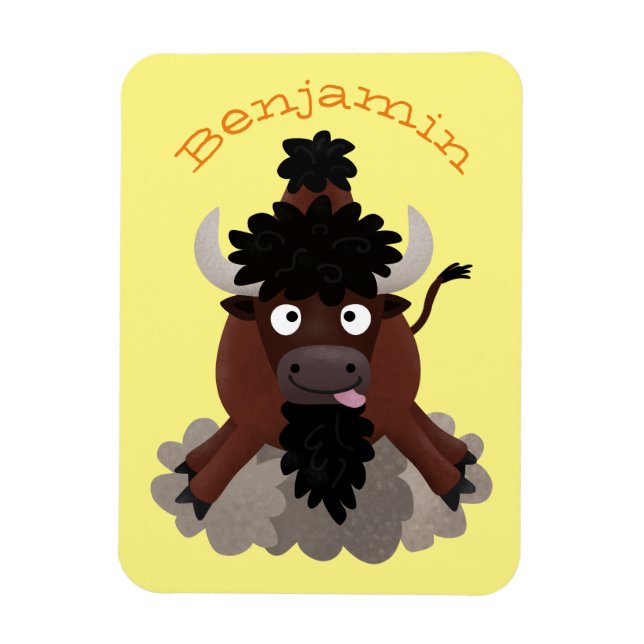 Ímã Imagem engraçada de desenho animado de bisonte de  (Vertical)