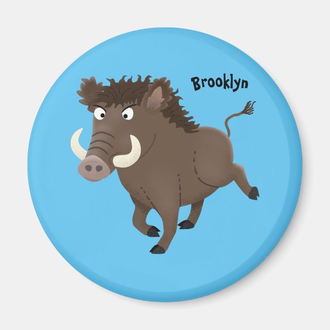 Imã Imagem engraçada de desenho animado de javalis (Frente)