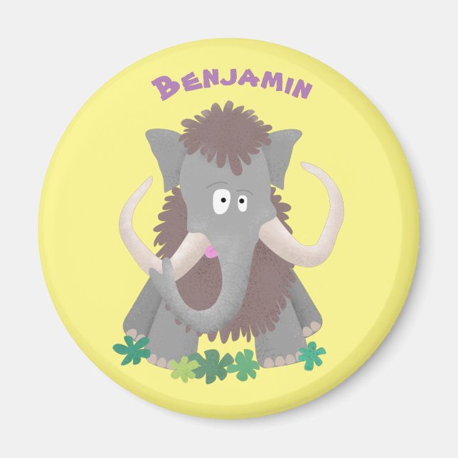 Imã Imagem engraçada de desenho animado de mamute (Frente)