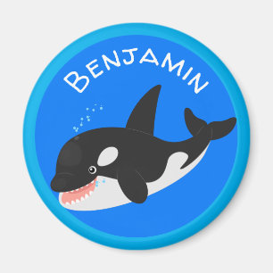 Imã Imagem engraçada de desenhos animados de orca,