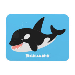 Ímã Imagem engraçada de desenhos animados de orca,
