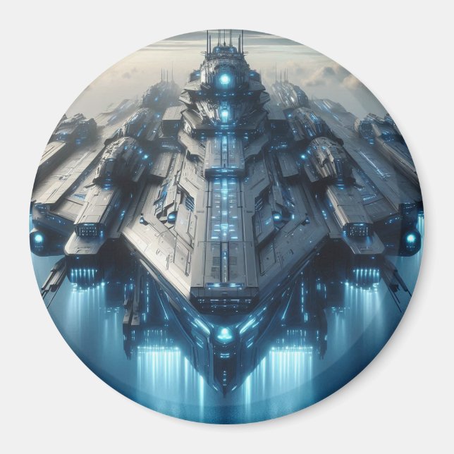 Imã Imagem espacial futurística de 3 polegadas (Frente)