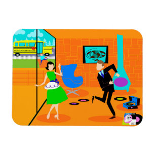 Ímã Imagem Flexi de Pais Retro Feliz