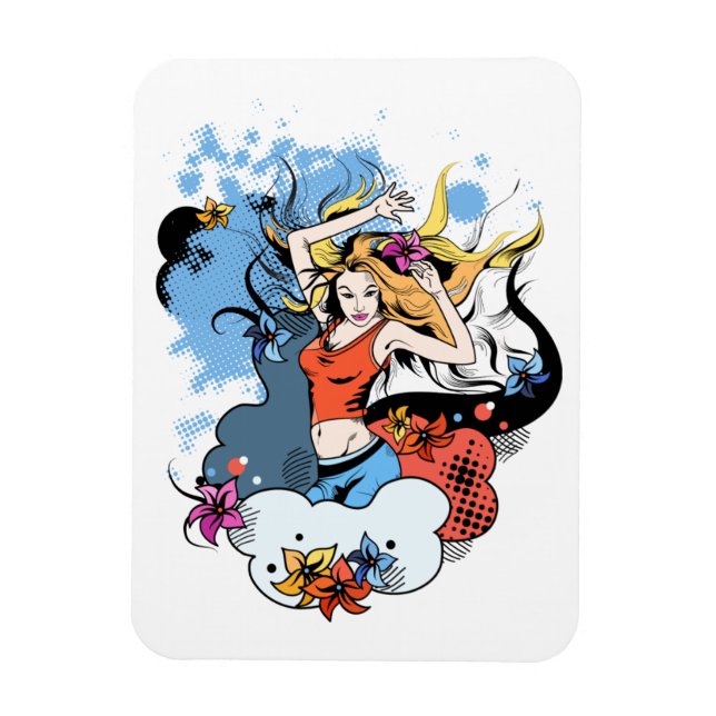 Ímã Imagem flexível com imagem de menina dançante (Vertical)