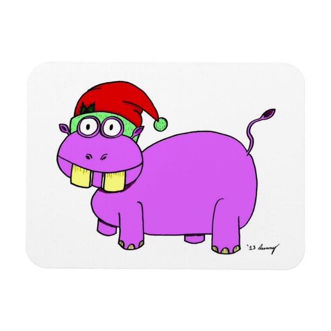 Ímã Imagem Flexível do Hippo Xmas (Horizontal)
