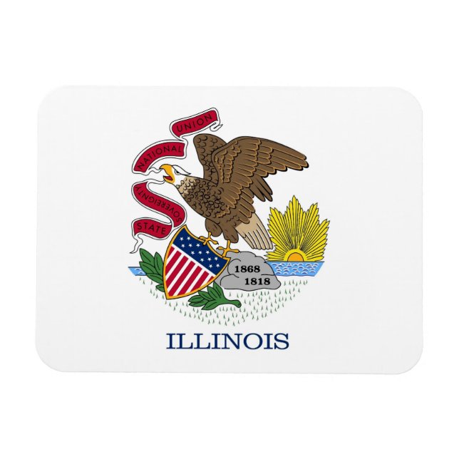 Ímã Imagem flexível patriótica com bandeira de Illinoi (Horizontal)