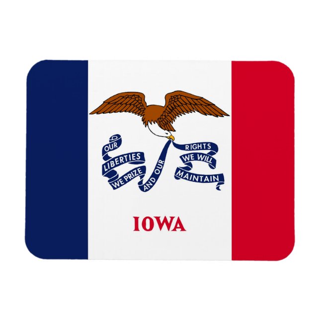 Ímã Imagem flexível patriótica com bandeira de Iowa (Horizontal)