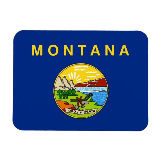 Ímã Imagem flexível patriótica com bandeira de Montana (Horizontal)
