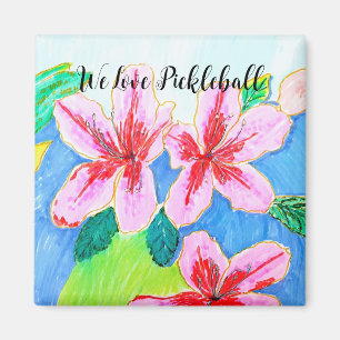 Imã Imagem Floral de Pickleball por Designs Ariella &