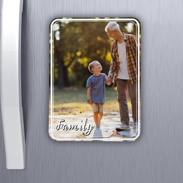 Ímã Imagem fotográfica com fotografia e texto personal (Custom Family Photo Magnet)