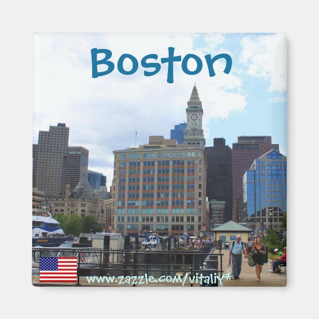 Imã Imagem fotográfica de Boston Massachusetts (Frente)
