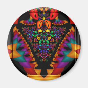 Imã Imagem fractal simétrica na moldura de vidro 3d