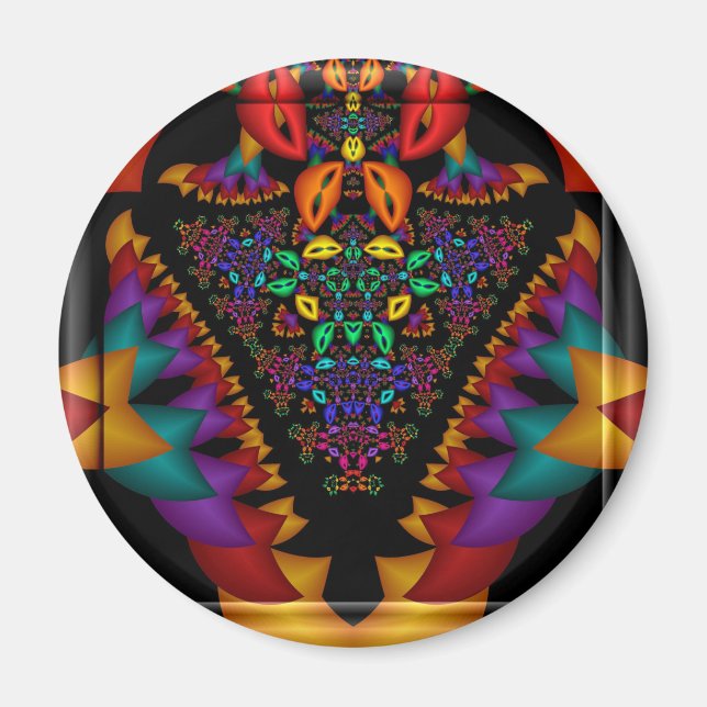 Imã Imagem fractal simétrica na moldura de vidro 3d (Frente)