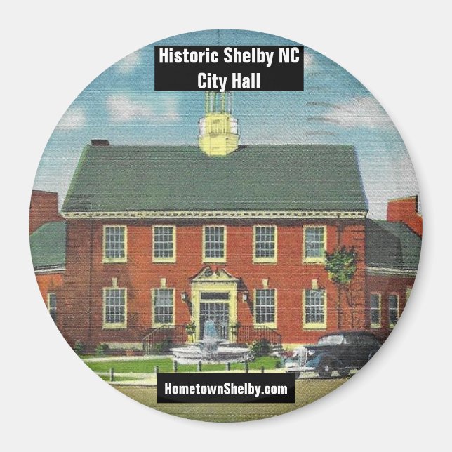 Imã Imagem histórica da Shelby NC City Hall (Frente)