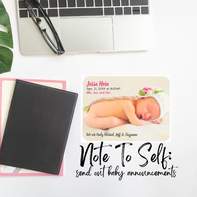 Ímã Imagem Moderna: Bebê Nome Rapariga Aniversário Sta (Baby Photo Birth Announcement Magnets)