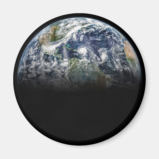 Imã Imagem Mosaica Do Planeta Terra Com 3 Furacões (Frente)