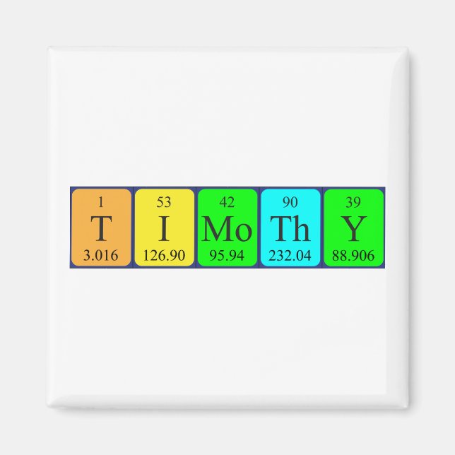 Imã Imagem periódica do nome da mesa Timothy (Frente)