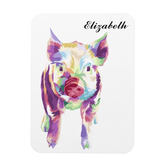 Ímã Imagem Personalizada Colorida de Porco Pop (Vertical)