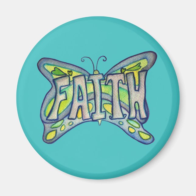 Imã Imagem Personalizada de Borboleta de Arte de Fé Az (Frente)