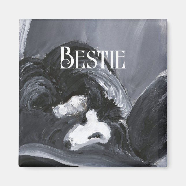 Imã Imagem Personalizada de Collie de Borda (Frente)