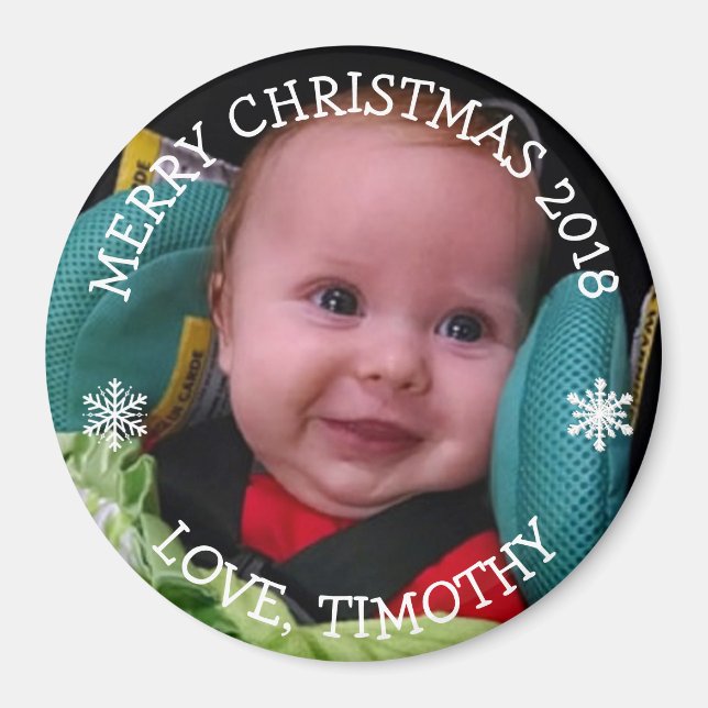 Imã Imagem personalizada de flocos de neve de Natal (Frente)