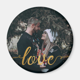 Imã Imagem Personalizada de Fotografia Gold Foil Love